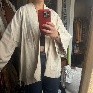 Cream Open-Front Women's Sweater Cardigan